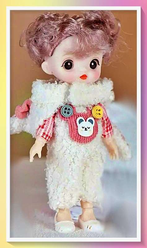 Adorable fashionable sheep outfit curly hair multiple jointed doll with full outfit