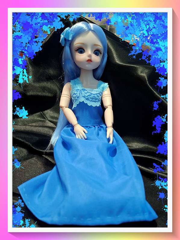 Gorgeous anime style doll in custom made dress