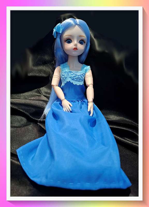 Gorgeous anime style doll in custom made dress