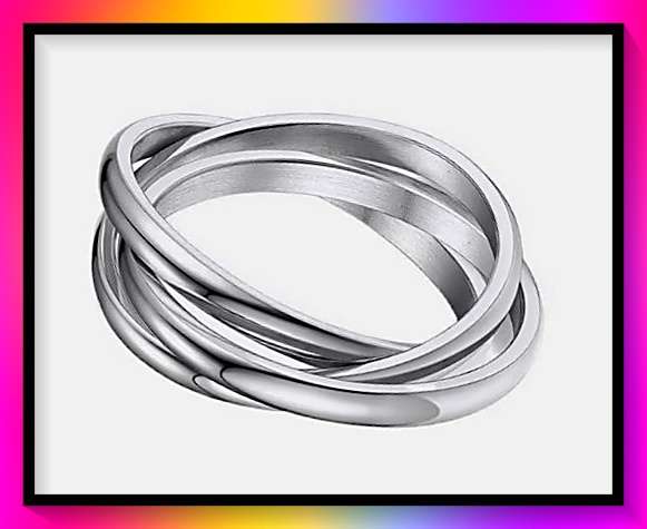 Rotatable Anti-anxiety Creative Triple Interlocked Ring Size: 7