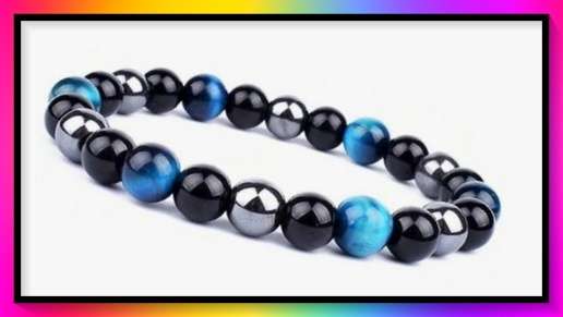 Restorative 8mm Natural Blue stone, obsidian, hematite Beaded Bracelet for relaxation and peace