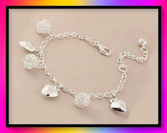 Lovely Hearts and Balls Charm Bracelet