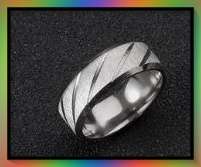Gorgeous diagonal stripe pattern Stainless Steel Ring: Size 11