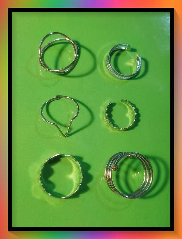 Lovely open size 6 piece knuckle stacking ring set