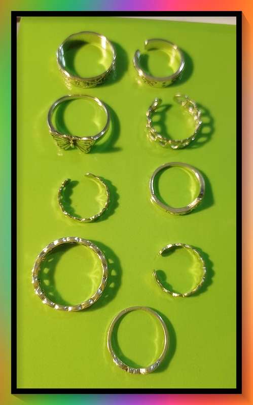 Gorgeous butterfly and chain design 9 piece stacking ring set