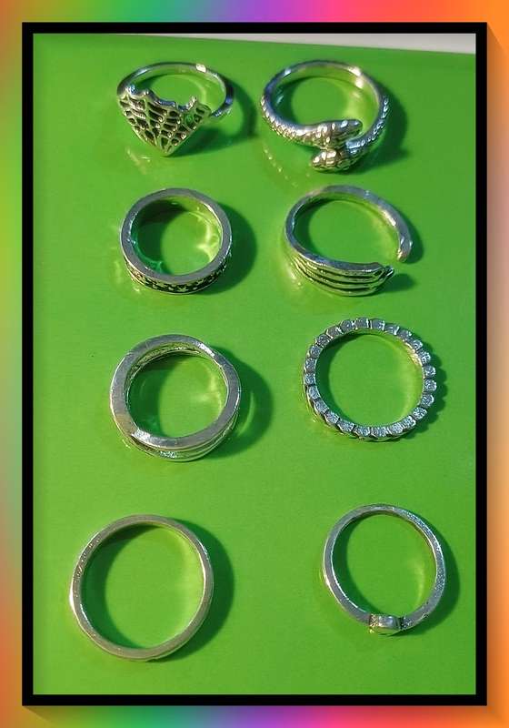 Web & Snake Design Ring set 8 piece stacking ring set