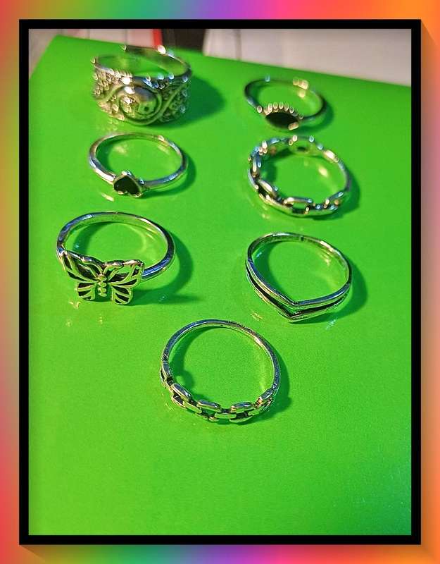 Gorgeous butterfly yinyang design 7pc ring set