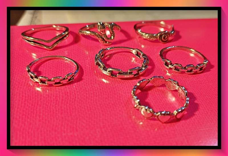 Amazing snake heart chain ring set 7pc