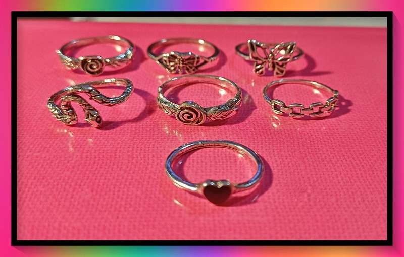 Beautiful snake flower chain ring set 7pc