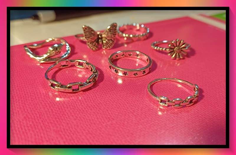 Stunning butterfly flower snake design ring set 7pc