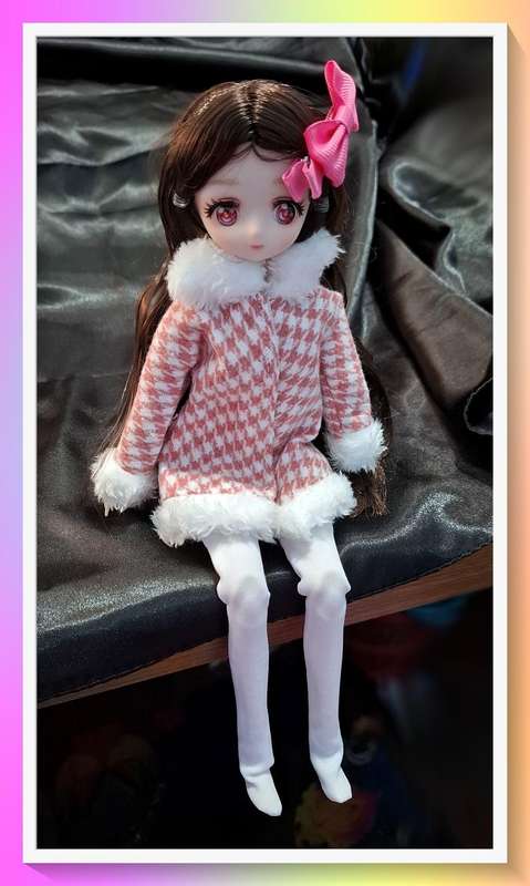 Cute winter outfit anime style doll with free gift