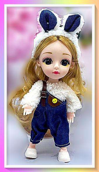 Sweet furry denim sheep outfit doll and surprise gift