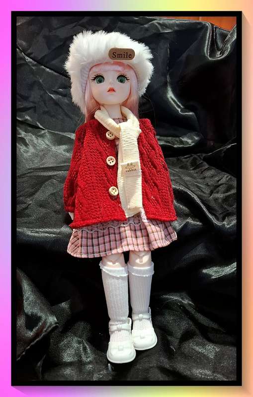 Gorgeous 30cm vintage look anime style doll with handmade outfit