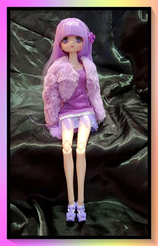 Amazing purple party princess silky and soft outfit doll