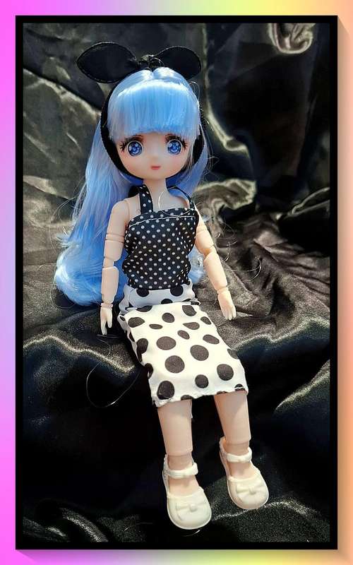Sweet handmade polka dot dress doll with free gift