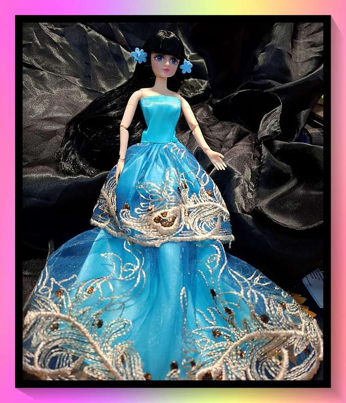 Enchanting blue princess dress doll with free gift