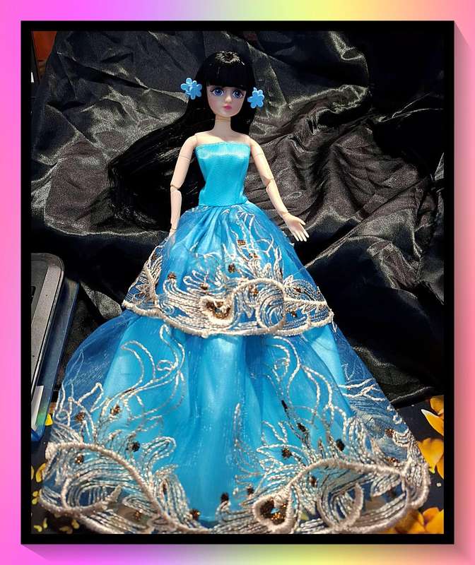 Enchanting blue princess dress doll with free gift