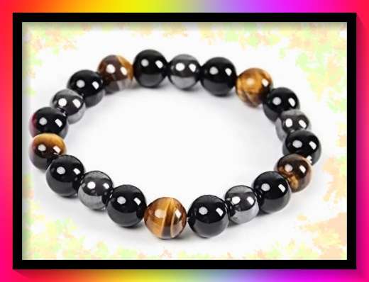 Amazing Protection bracelet obsidian, hematite and tiger's eye beads