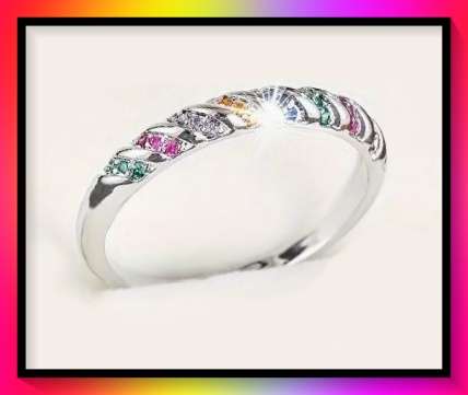 Darling Delicate silvertone ring with multi-colour crystals size: 9