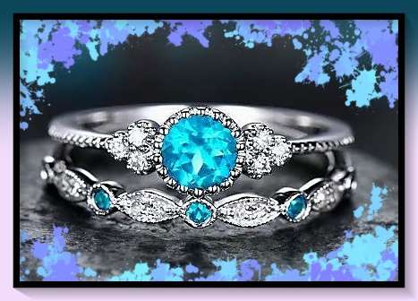 Stunning Sky blue simulated topaz  2 piece ring set size 9