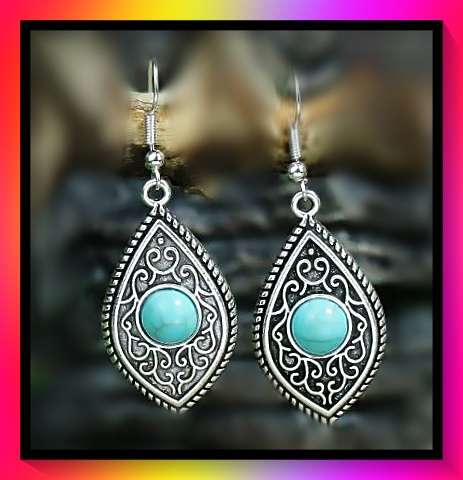 Vintage style simulated turquoise earrings