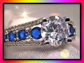 Stunning Simulated diamond and sapphire promise ring size 7