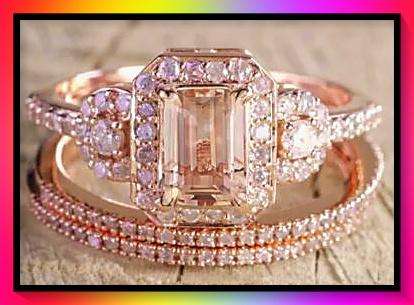 Lovely simulated diamond in rose gold coloured setting  2 piece set
