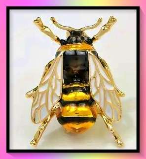 Gorgeous large honeybee bug lapel pin brooch