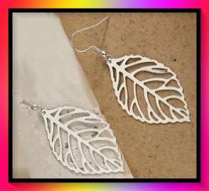 Interesting hollow design light weight leaf earrings