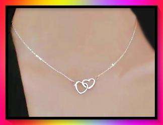 Adorable double heart pendant necklace