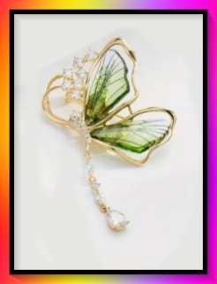 Stunning green butterfly design lapel pin brooch