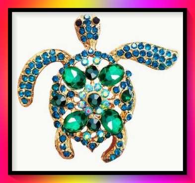 Sparkling turtle design lapel pin brooch