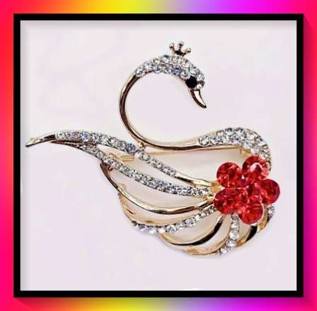 Beautiful rhinestone swan lapel pin brooch
