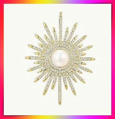 Retro Delicate Glitter Sun design  Brooch lapel scarf pin
