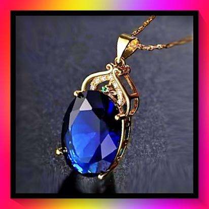 Charming Chain With Vintage style Blue Faux Gemstone Pendant