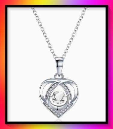 Elegant White Rhinestone Heart design Pendant Necklace
