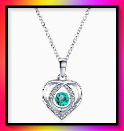 Elegant Green Rhinestone  Heart Pendant Necklace