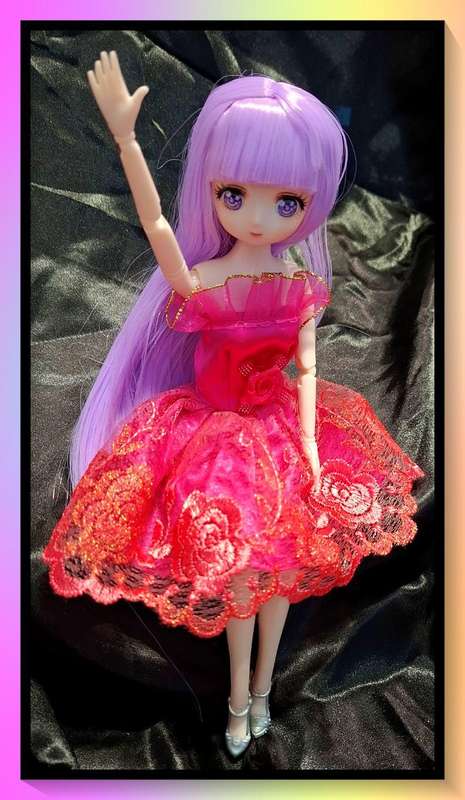 Beautiful party dress anime style doll with free gift