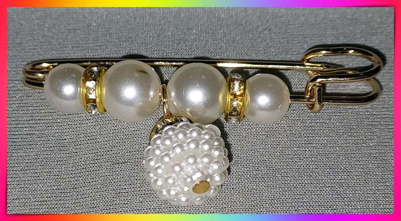 Lovely dangling ball simulated pearl safety pin style clothing clip brooch