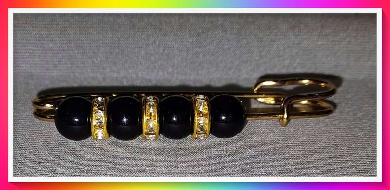 Lovely simulated black pearl bead clothing pin brooch