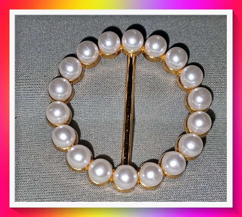 Circle design simulated pearl shirt scarf lapel pin fastener brooch
