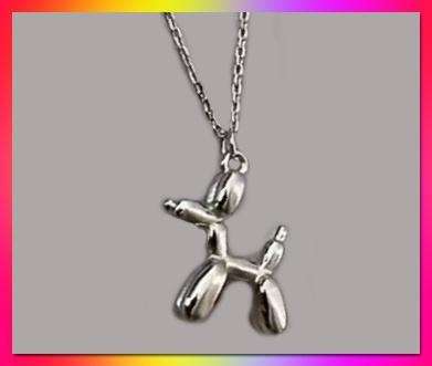 Stunning Silvertone Stainless Steel Chain Balloon Dog design Pendant Necklace