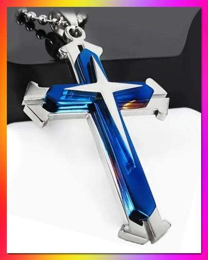 Stylish Blue cross design pendant necklace
