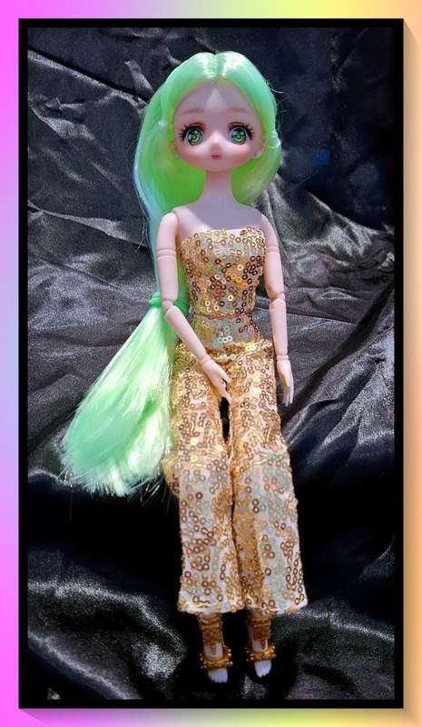 Sparkling sequin disco dancer anime style doll