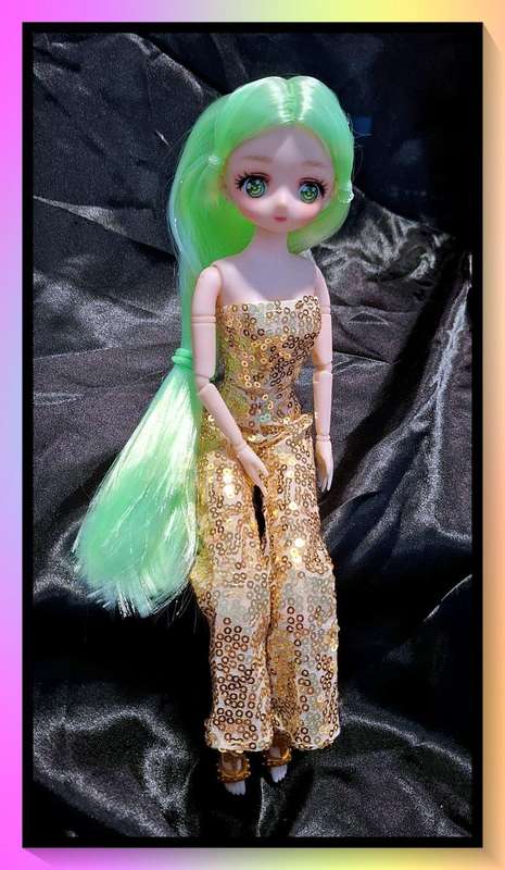 Sparkling sequin disco dancer anime style doll