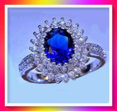 Gorgeous Sparkling Blue stone Ring S8