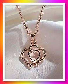 Beautiful Heart-to-Heart Pendant Necklace Rose Gold colour