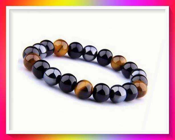 Authentic Tigers Eye & Black Obsidian Bracelet 10mm