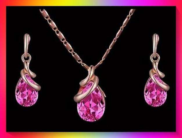 Lovely Water Drop design Crystal Pendant Necklace and Earrings Jewellery Set