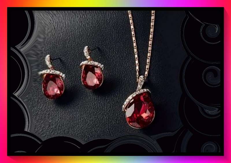 Stunning Water Drop design Imitation red Crystal necklace and earrings set